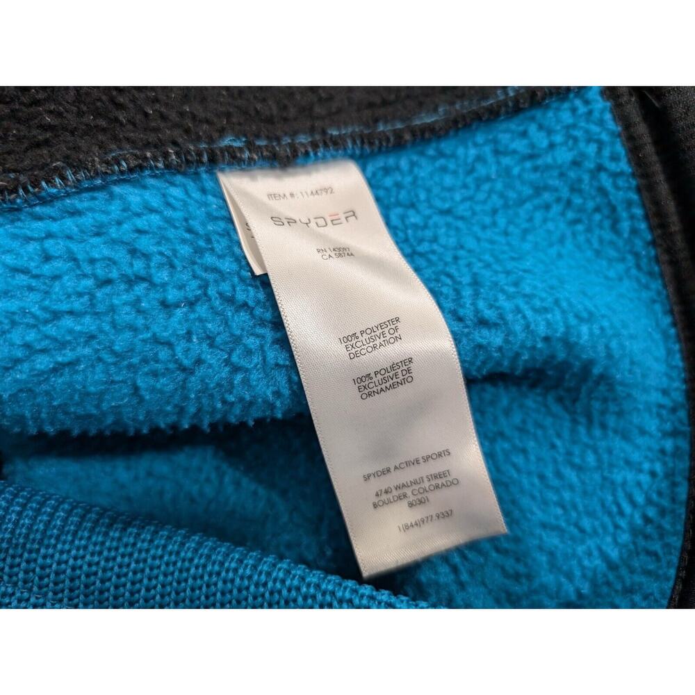 Spyder Jacket Foremost Black Turquoise Blue Heavyweight Stryke Zip Men's Size L - Picture 6 of 7